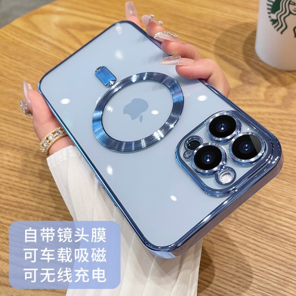 SQBB Klarpläterad silikon klar magnetisk telefonskal för iPhone14 13 12 11 Yuanfeng Blue iPhone11