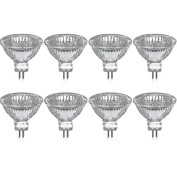 Förpackning med 8 halogenlampor Gu5.3 Mr16 35w 12v Dimbar - varmvit 2800k, 400 lumen, lock Jz [DB]