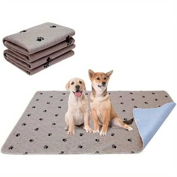 Vaskbar Genanvendelig Træningsmåtte til Kæledyr, Absorberende Skridsikker Polyestermåtte til Hunde og Katte, Bur, Kennel, Rejse, Grå 40 X 60 Cm