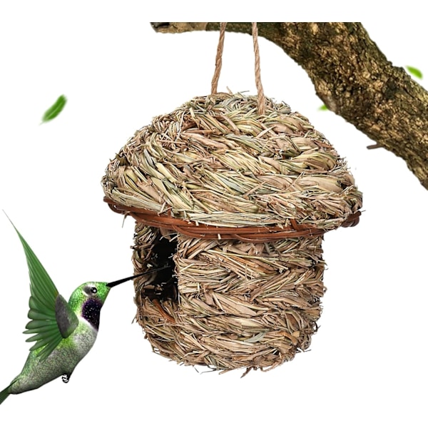 Woven Hummingbird House, Hanging Bird Nest for Garden, Breathable Outdoor Use