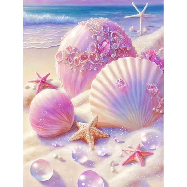 30 x 40 cm, rosa strandskal Diamantmålning Broderi Diamantmålning Canvas 5d Bild Vuxen Barn Strass Lot Pussel Salong Väggdekoration