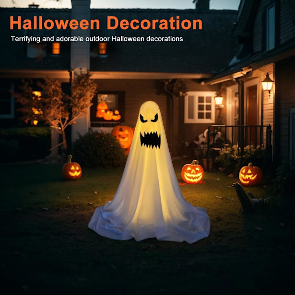 Ulkoilma Halloween-haamuvalot, 65 tuuman pelottava haamudekoraatio valoketjulla A