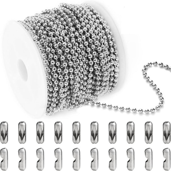 33 fot kulkedjor i rostfritt stål Pärlhalsbandskedjor Gör-det-själv-hantverk Metall små kulkedjor för att göra smycken hållbara SQBB