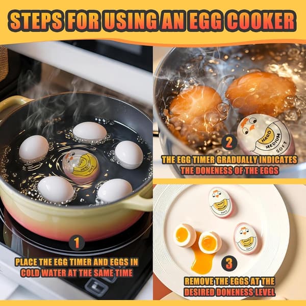 Egg Timer - Fargeendrende Egg Timer - Eggkoker - 2 Stykker - Kjøkkentimer - Egg Kjøkkentimer