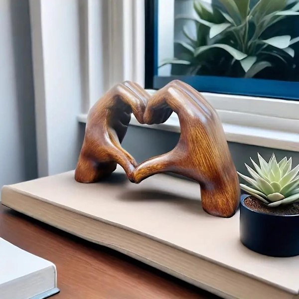 Kärlekshjärta Handfigur Hjärtformad Gest Hartsskulptur Staty Skulptur Hemmakontor Skrivbordsdekoration Prydnad Julklapp [RbestQ]