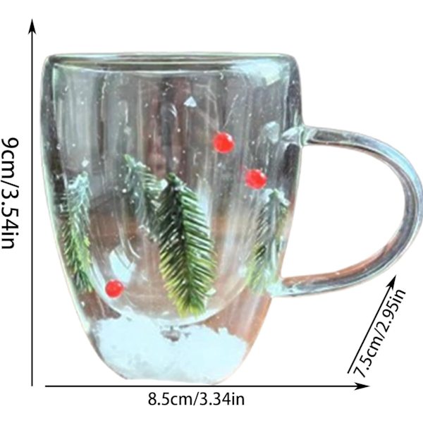 Isolert Juleglass - Snødekt Granbar Design, Beskyttelse Mot Varme Drikker 250 ml
