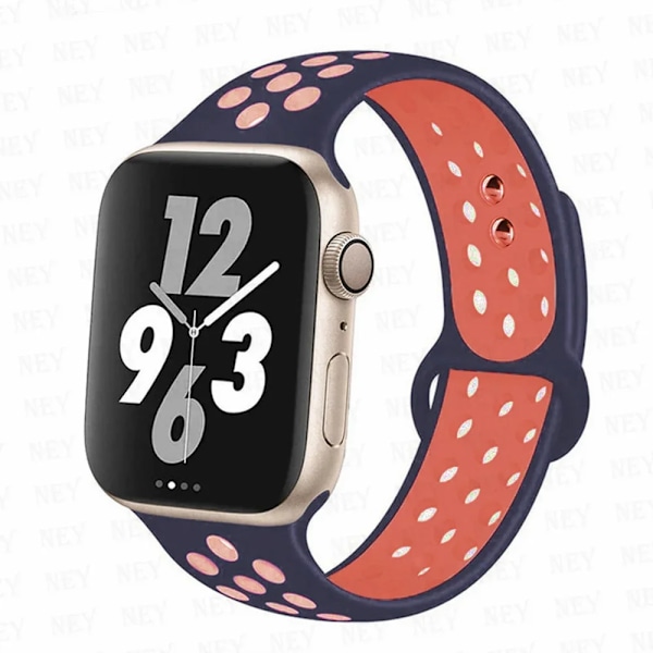 Sportrem för Apple Watch Band 45 mm 49 mm 44 mm 40 mm 41 mm 42 mm Silikonarmband correa iWatch Ultra 2 Series 9 8 SE 7 6 5 4 3 Dark blue-Mango 40 S-M