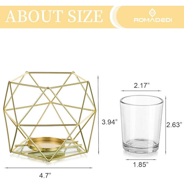 Gullvotivelysestaker, Geometrisk Design for Moderne Hjemmedekorasjon Gold 6