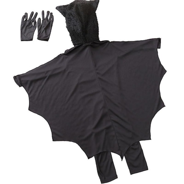 SQBB Barn Bat Cosplay Jumpsuit Med Handskar Outfit Pojkar Flickor Halloween Batman Fancy Dress Kostym 10-11 år
