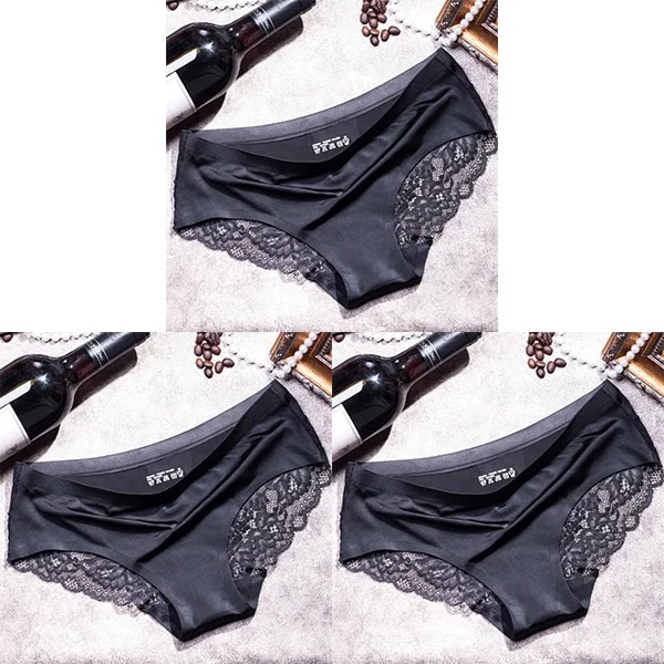 3 stk/parti Dametrusser Sæt Spets Seamless Underkläder Kvindelige Silketrusser Kalsonger Dame Trosa Culotte Femme Kvinde Underkläder XX 3 sort L