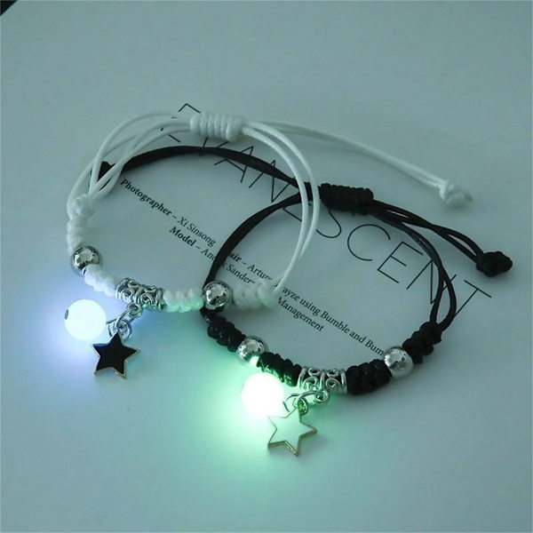 Mode Luminous Beads Star Par Armband Naisille Miehille Charm Kissa Kukka Sydän Avaimenperä Risti Sopiva Ystävä Armband Korut BR22Y0267-8