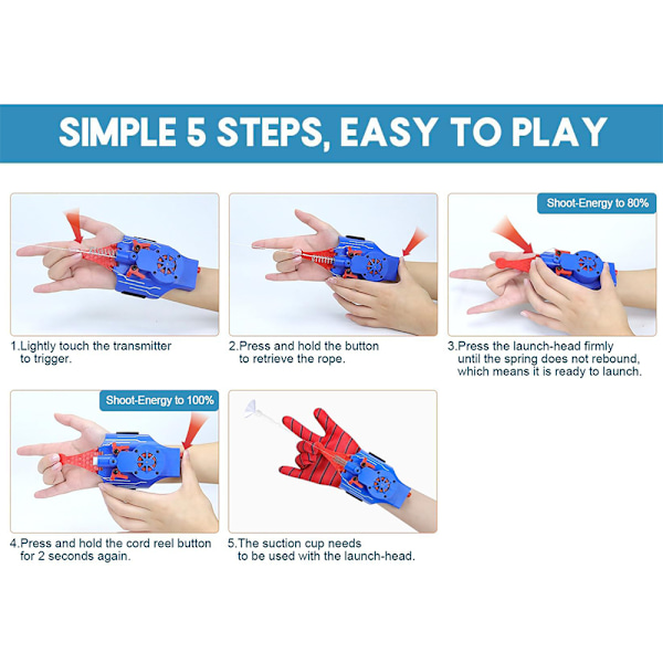 Spider Web Shooter der faktisk skyder ægte reb Launcher håndledslegetøj rollespil Blue