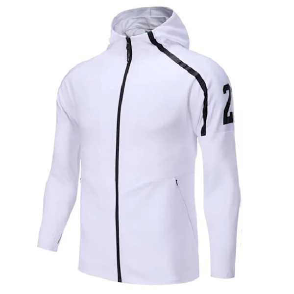 Herr Sportswear Set Fotbollströja Fotbollsträningskläder Herr Löpning Hoodie Jackor Långärmad Träningsoverall Sport Sweat Suit Jersey vit 3XL Jersey white 3XL