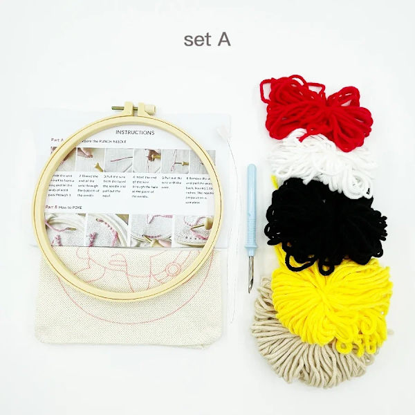 Sød Cartoon Animal Punch Nål Broderi Kit Til Begyndere Blødt Garn Nålværk Broderier Sæt Hjem Dekorre 23 Sæt B