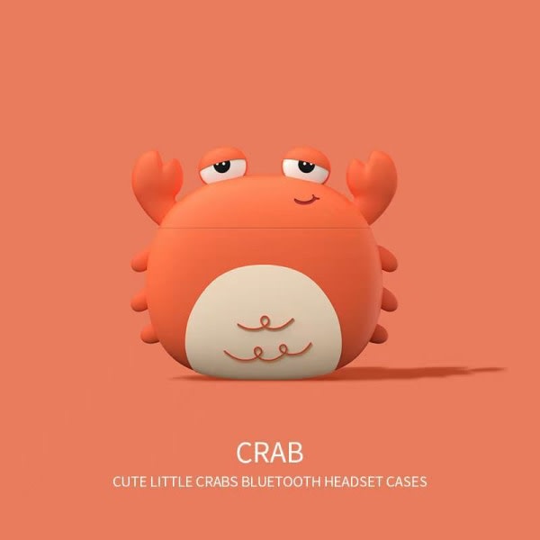 CQBB Case för Airpods 3, söt krabbaskyddande mjuk cover med anti-förlorad nyckelring för barn Tonåringar Flickor Pojkar (Krabba)