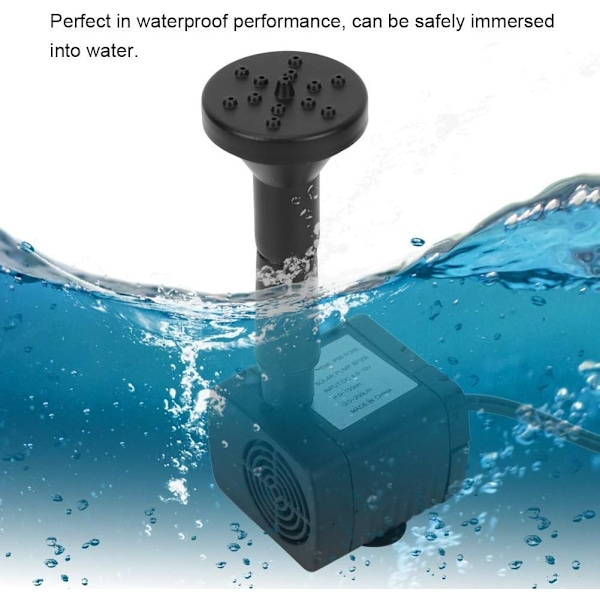1,2W Miniatyr Borstlös Solcellsdriven Dränkbar Vattenpump för Fontän, Damm, Akvarium