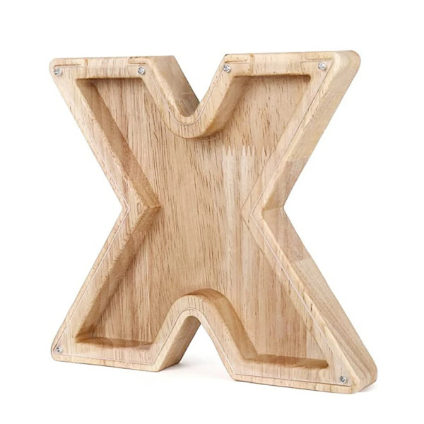 26 Engelske Alfabet Sparebøsse Mønter Penge Piggy Bank Træ Bogstaver Sparekasse Desktop Ornament Hjem Indretning Hobby Til Skrivebordsbearbejdning Børn X