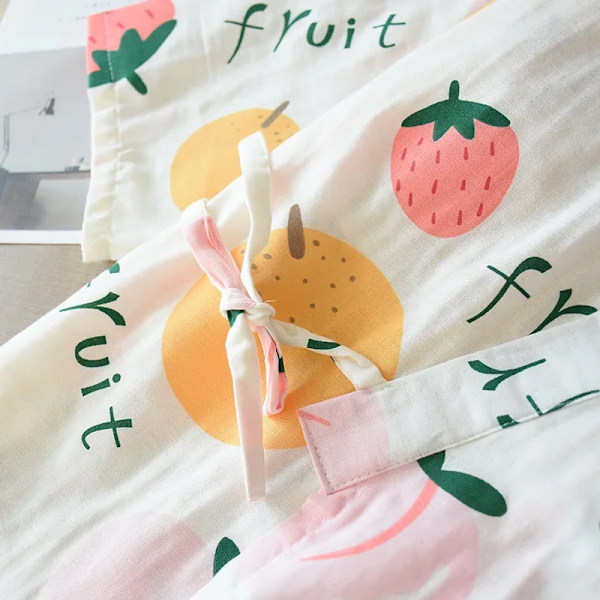 2024 Nya Sjuärmen Japansk Stil Kimono Pyjamas Set Kvinnlig Vår Och Höst 100% Bomullsväv Kläder Söta Söta Två-P 10 M