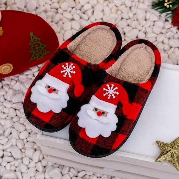 Mysiga Jul-tofflor för Sovrummet, Rensa Plüschdesign för Män och Kvinnor Santa Claus G 44/45 EU