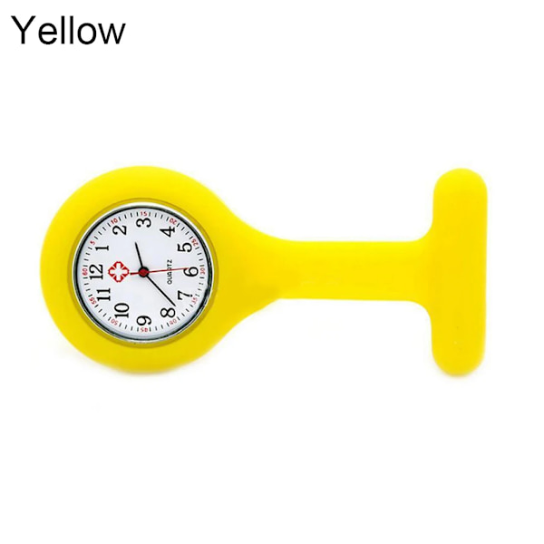 Fickur Kvinnors Digital Display Dial Clip-On Analog Klocka Fob Sjuksköterska Brosch Pin Häng Ficka Elektrisk Klocka Mode Klockor Gul