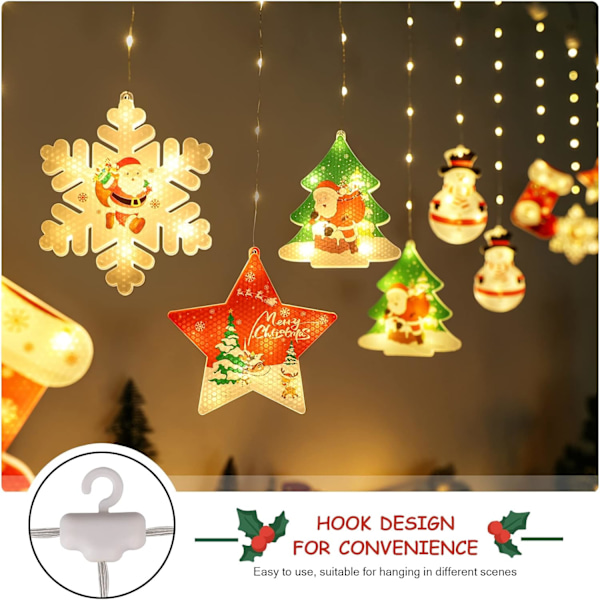 3m x 0.65m Julgardiner med Lys, USB LED-Lysstreng til Indretningsdekoration 3 m/3d 3 m/3d