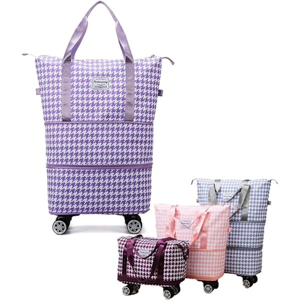 Wheeled Suitcase, Foldable & Expandable for Weekend Travel (Purple)