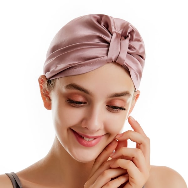 Silk Sleep Cap för kvinnors hårvård, med elastiskt grepp om huvudet