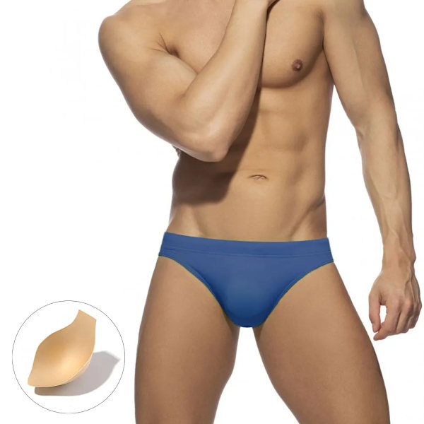 Miesten uimahousut Ranta-shortsit Surffaus Matala vyötärö Seksikäs surffilauta Yksivärinen uimapuku Padatut Push-up Uimapuvut Navy Blue Pad M