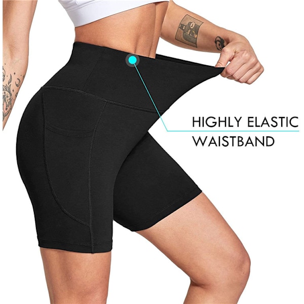 Högmidjade träningsshorts för kvinnor, yogaleggings med magkontroll, träningsshorts grå Grey M