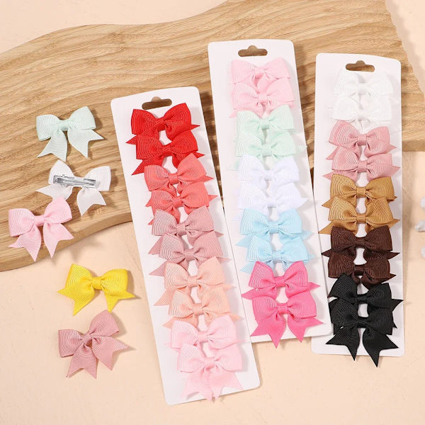10 stk/lot Barn ensfargede bånd hårklemmer for baby Håndlagde pilbue hårnåler MiNi hårspenner Håraccessoarer 530-10