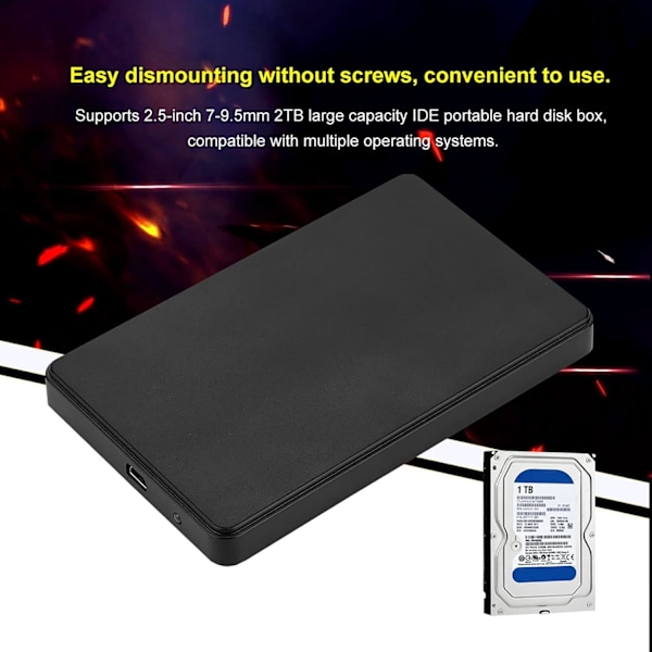 Höghastighets 2.5 IHard Drive-hölje Extern Lagring, USB2.0 IDE Parallell Port Box för PC Notebook-datorer