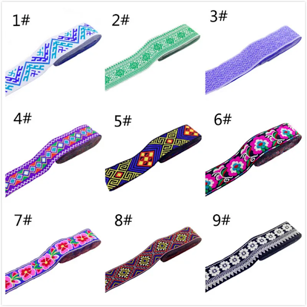 5 Yard/Del Bredd 5Cm Nationell Broderi Ribbon Spets Tyg Vävda Näpp För Kläder Diy Handgjorda Aca Försäkring 32 5yard