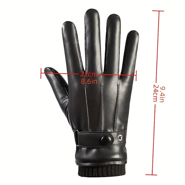 1 par fingerhandskar för män och kvinnor, tunna andningsbara halkfria körhandskar i läder med pekskärm för utomhusbruk (22*24 cm) Svart