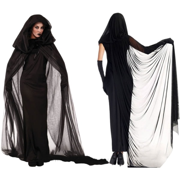 2023 Halloween-kläder spökbrud häxa vampyr cosplay. Svart M SQBB