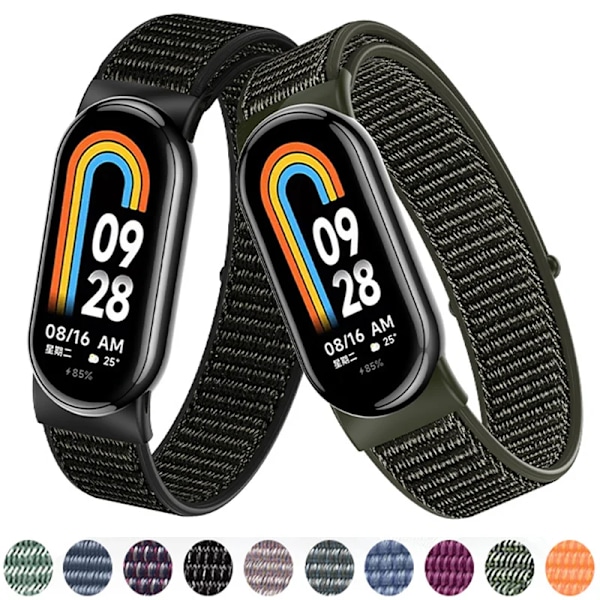 Nylon för Xiaomi mi Band 8 Armband Mjukt armband Smart Replacement Sport loop Armband för Mi Band 8 NFC Bälte Armband Röd 08 För Mi band 8