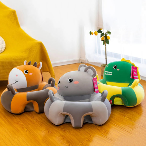 Baby Stöd Cover Tecknad Djurplysch Lära sig sitta Matningsstol Kudde Barnsits Julklappspresent Elefant