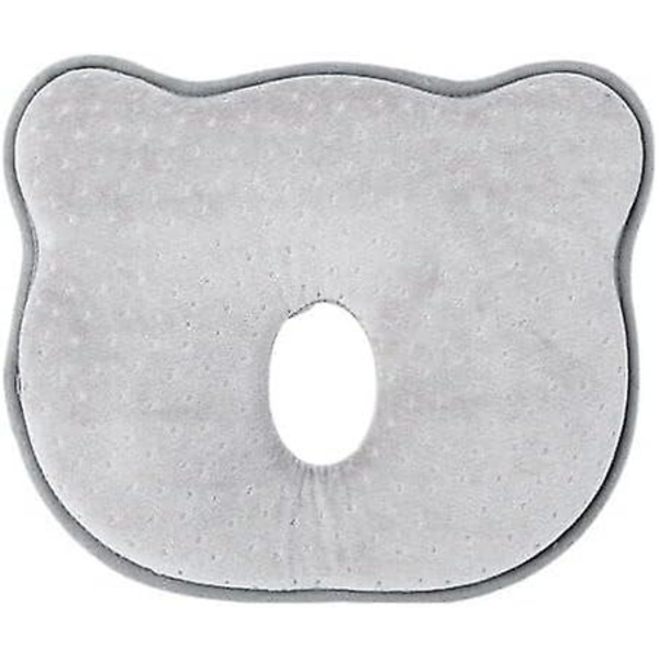 Baby pude 3d memory skum - Spædbarnspude til at forhindre fladt hoved - Toddler Sleep Head Support Pude til bilstol og barnevogn Grå)