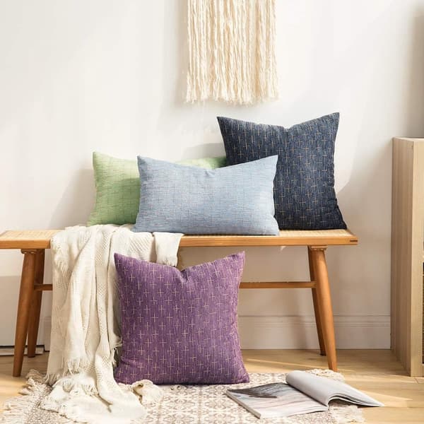 Örngott - Rustikt vävt texturerat örngott - 45×45cm (Blå) - Set om 2 - Hög kvalitet
