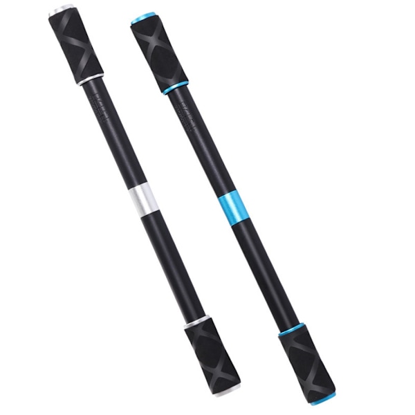 Snurrande penna - Spinnerpenna för stressavlastning, flygande snurrande penna för att förbättra finmotoriken, Fidget roterande penna för dekomprimering, 2-pack black silver black blue