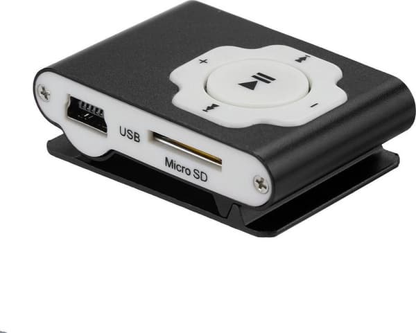 Mini MP3-afspiller | inkluderer USB-datakabel | kompatibel med micro SD-kort (medfølger ikke) | sort