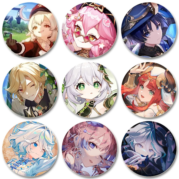 Genshin Impact Pin Håndlavet Brosche Til Tøj Tegneserie Cosplay Badge Rygsæk Dekoration Smykker Gave 58mm 3