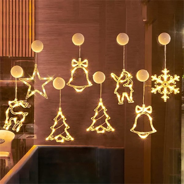 Joulukukat Ikkuna Valot, 3 Pakkaus LED Riippuva Jouluvalot Imukappaleilla Snowflake