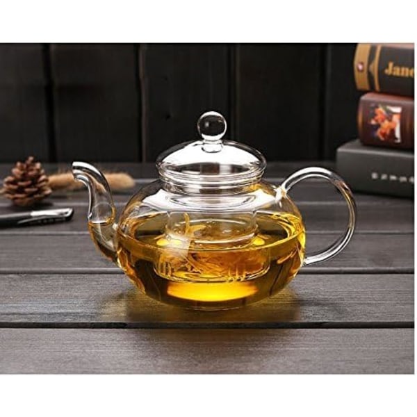800 ml Tekanna i Borosilikatglas med Teinfuser, Lämplig för Spisplatta 800ml/27oz