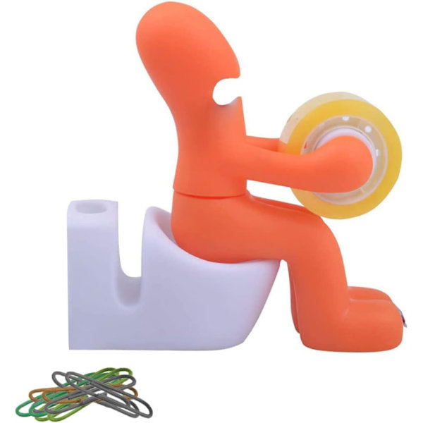Sjov tapeholder til skrivebord, kontorartikler, stationær rumpe, tape dispenser med papirclips, orange kontorartikler