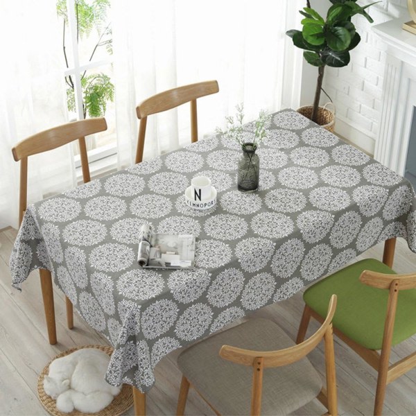 CQBB Retro grå dukar rektangulär bordsduk bomull linne Cover Lämplig för inomhus och utomhus (grå, 140×140 cm)
