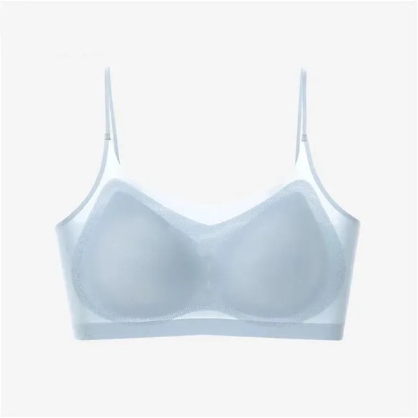 Ultratunna sömlösa behåar för kvinnor Ice Silk Underkläder Liten bröst Sexiga underkläder Vadderade Push Up BH Sexig Tube Top BH Intimates Blue 4XL