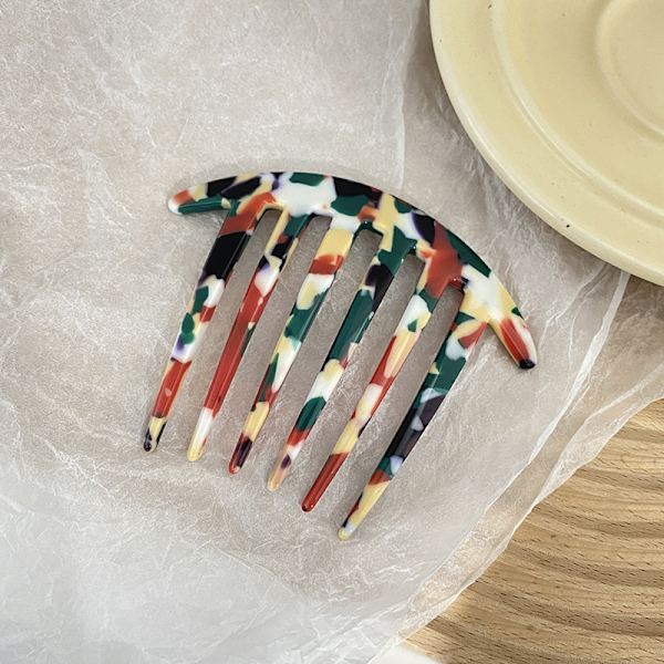 Hårkam med sköldpaddsskal, 6-tandad kam för hårklämma, hårklämma, hårklämmor för daglig användning The five colours