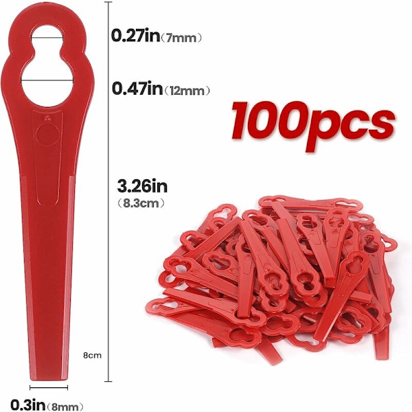 100 stk. udskiftningsplastblade til LIDL Florabest kantmaskine - Længde 8,3 cm