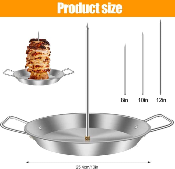 Rustfrit BBQ vertikalt spydgrill med 3 udskiftningsspidser vertikalt spydgrill-max