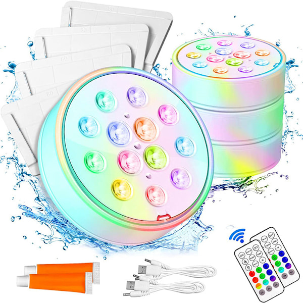 Pool Badekar Lys Syv Farver 13 Lys New USB Rechargeable - 13 Lights 1 light + 1 remote control